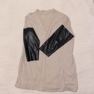 Zara Knit Leather Sleeve Cardigan